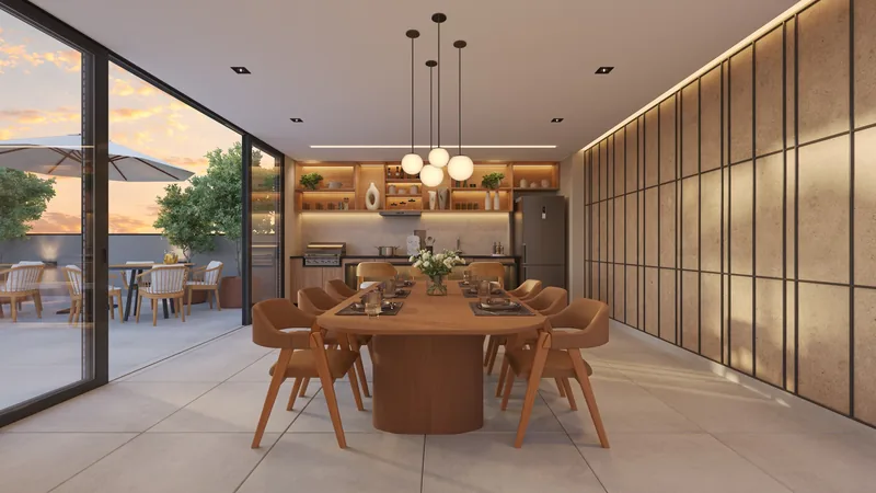 Espaço gourmet com dois ambientes integrados